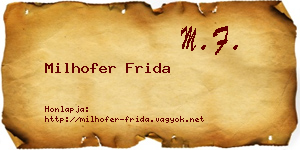 Milhofer Frida névjegykártya